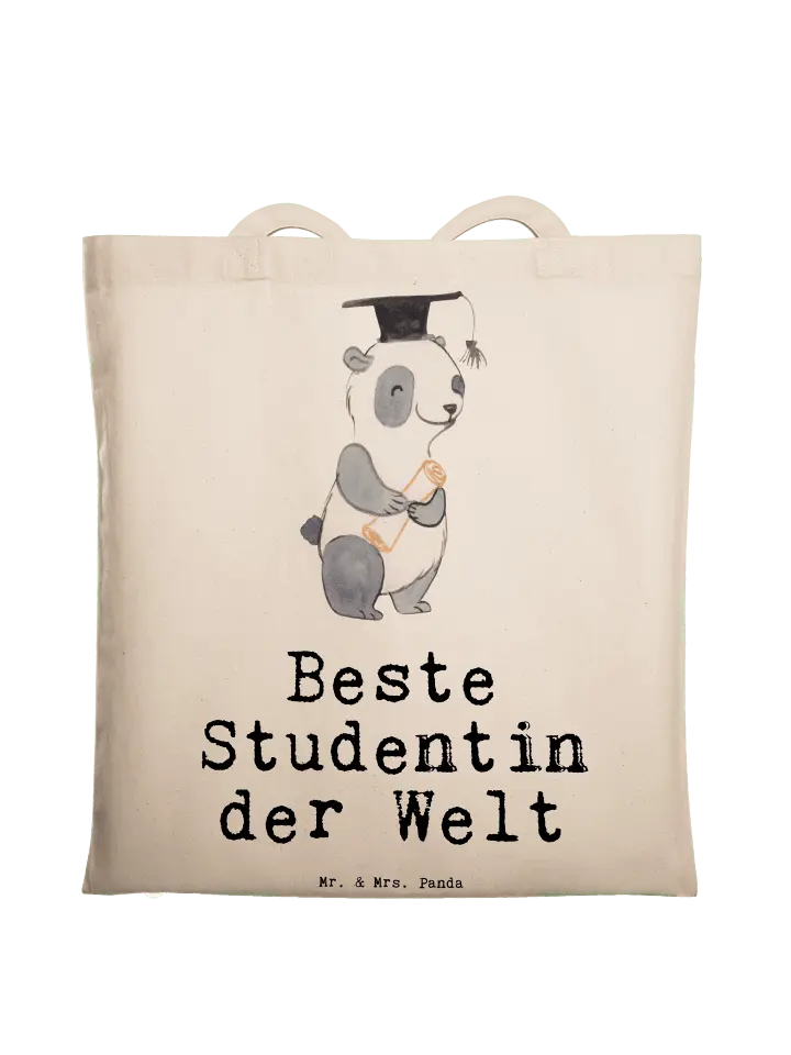 Сумка для переноски Mr & Mrs Panda Pinguin Beste Studentin der Welt mi, кремовый, Бежевый, Сумка для переноски Mr & Mrs Panda Pinguin Beste Studentin der Welt mi, кремовый